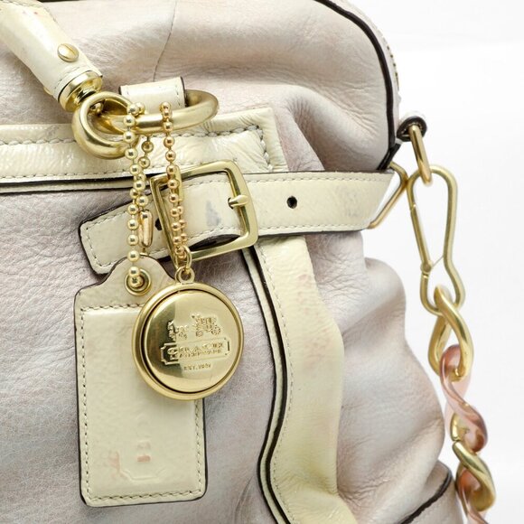 COACH Flagship Leather Ella Satchel Shoulder Bag Gold Parchment Cream Yellow - Picture 15 of 16